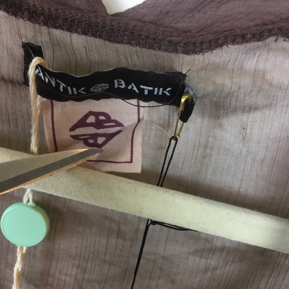 Antik Batik Brown Bead Faux Wrap Rai Top Large NWT - Picture 2 of 8